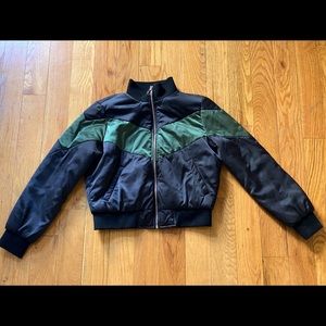 CHIC! Black & Forest Green Fitted Bomber, Women S